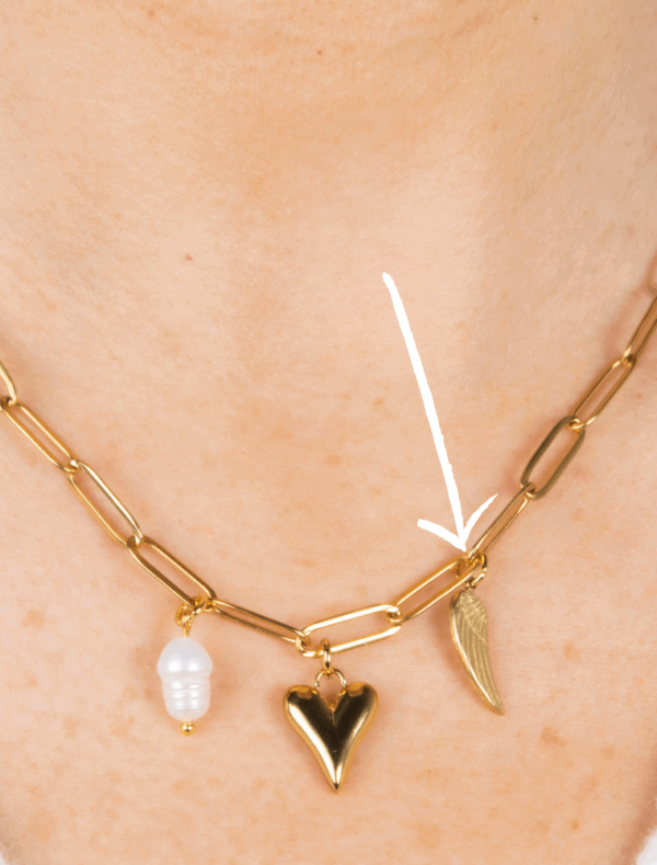 Small Angel Wing Charm - 37 - 18k Gold Plated Stainless Steel - Image 2