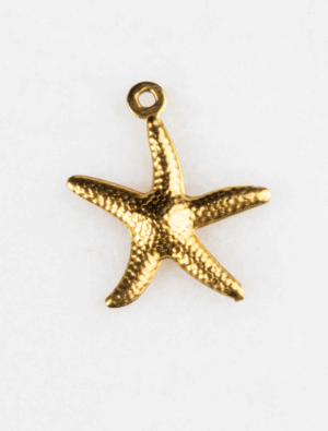 Small hammered starfish charm-12-18k Gold Plated Stainless Steel.
