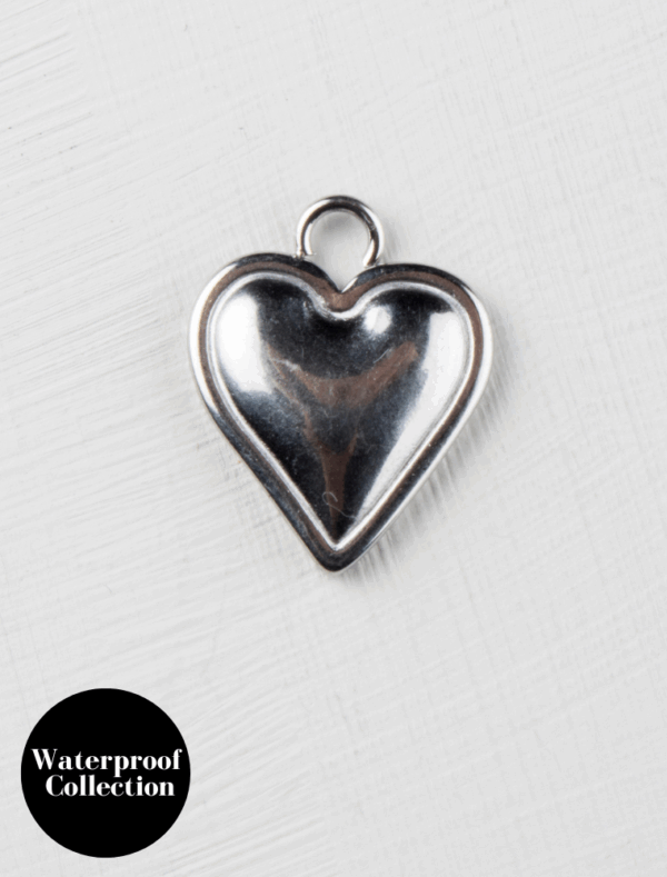 Medium Flat Heart Charm - 79 - Silver/Stainless Steel