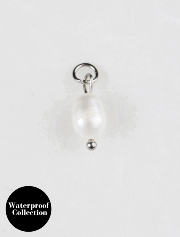 Small Freshwater Pearl Charm - 2 - Silver/Stainless Steel