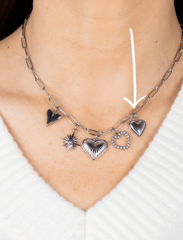 Medium Flat Heart Charm - 79 - Silver/Stainless Steel - Image 2