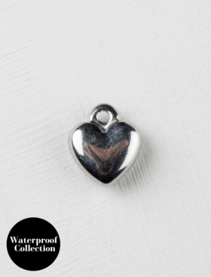 Small Puffed Heart Charm - 72 - Silver/Stainless Steel