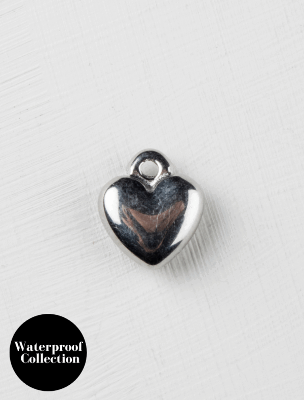 Small Puffed Heart Charm - 72 - Silver/Stainless Steel