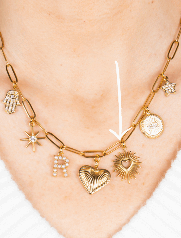 Large Heartburst Charm - 20 - 18k Gold Plated Stainless Steel - Image 2