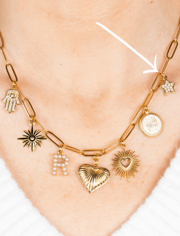 Small Crystal Star Charm - 39 -  18k Gold Plated Stainless Steel - Image 2