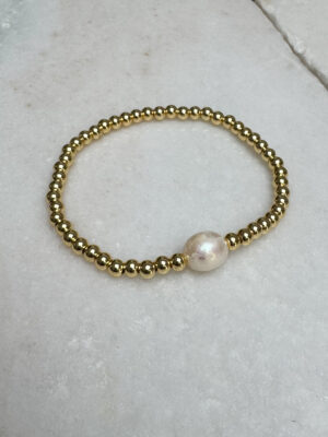 Isla Freshwater Pearl Stretch Bracelet - Gold