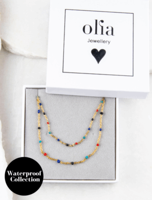 Peggy Bracelet & Queenie Necklace Waterproof Gift Set - Multi/18k Gold Plated Stainless Steel