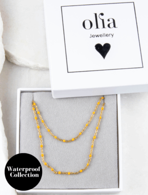 Peggy Bracelet & Queenie Necklace Waterproof Gift Set - Coral/18k Gold Plated Stainless Steel