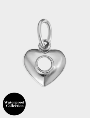 Small Puffed Heart With Opal Gem - 120 - Silver/Stainless Steel