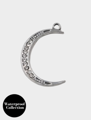 Large Diamante Crescent Moon Charm - 129 - Silver/Stainless Steel