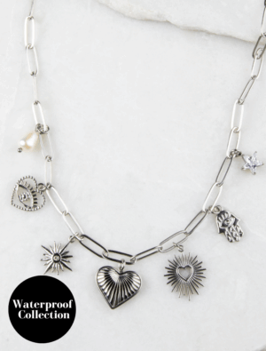 Bronte 7 Charm Necklace - Silver/Stainless Steel