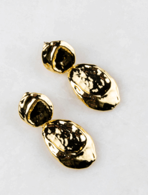 Clara Hammered Drop Earrings - Gold Plated