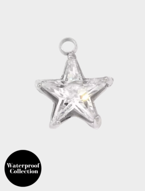 Small Diamante Star Charm - 134 - Silver/Stainless Steel