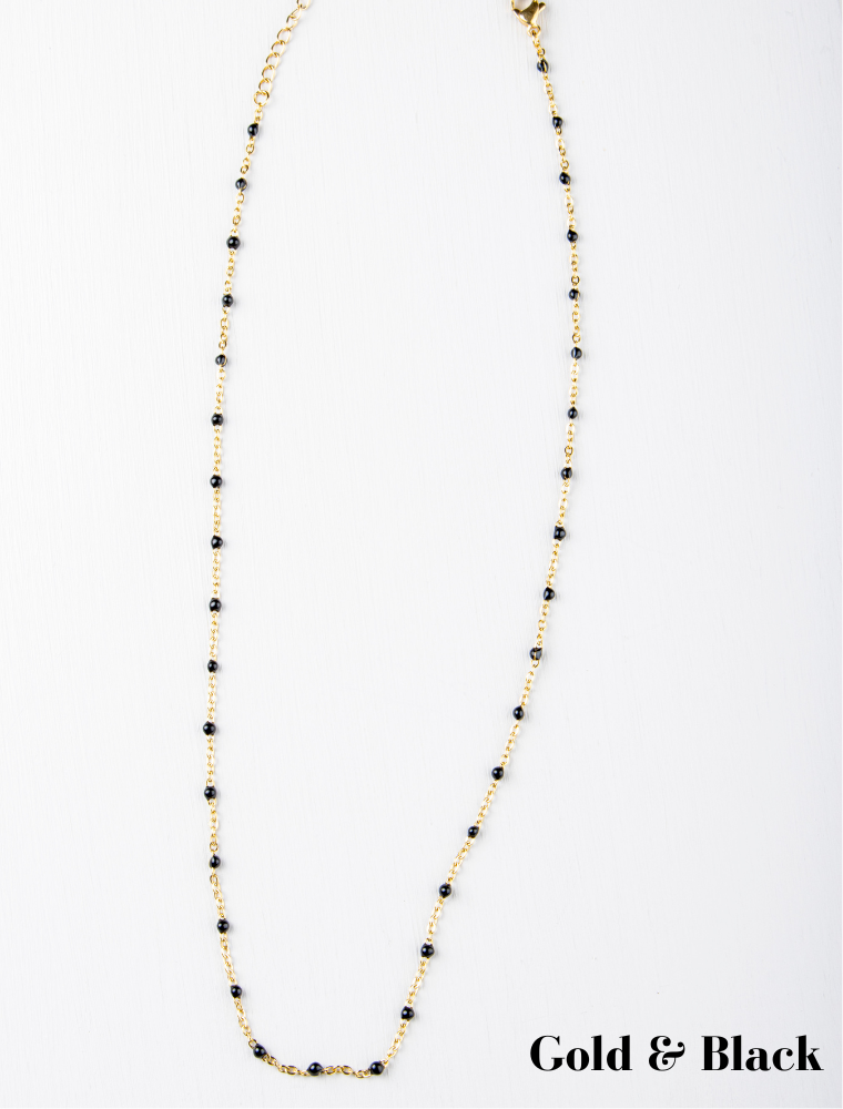 Peggy Bracelet & Queenie Necklace Waterproof Gift Set - Black/18k Gold Plated Stainless Steel - Image 3