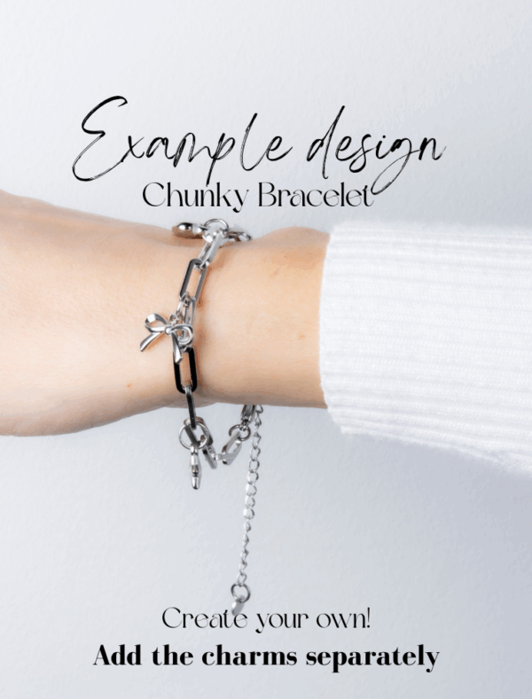 Create Your Own Own Waterproof Paperlink Charm Bracelet – Silver/Stainless Steel - Image 3
