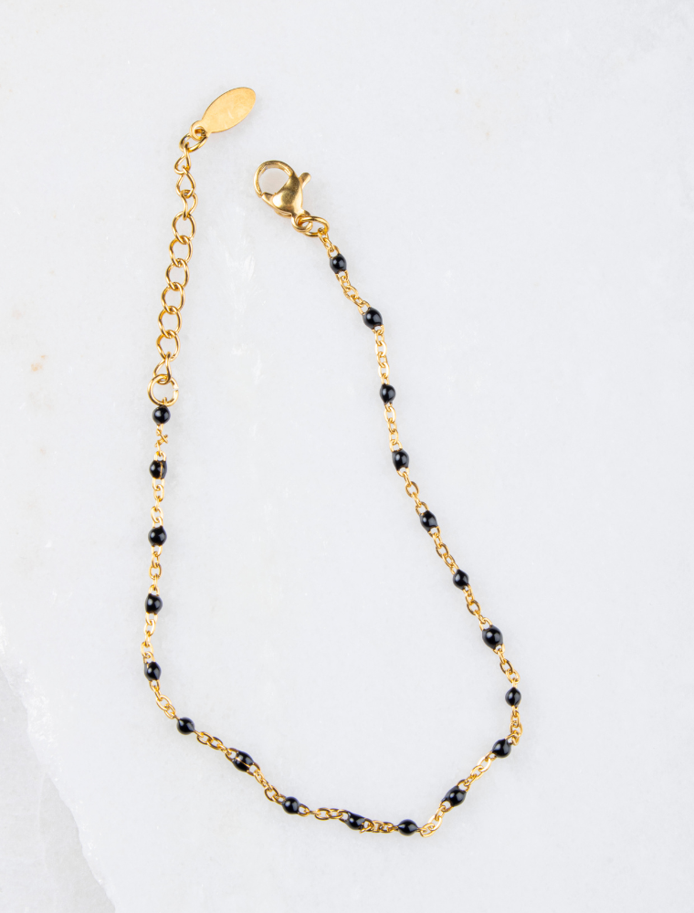 Peggy Bracelet & Queenie Necklace Waterproof Gift Set - Black/18k Gold Plated Stainless Steel - Image 4