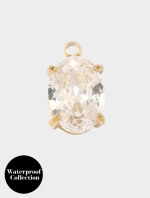 Small Oval Diamante Charm - 133 - 18k Gold Plated Stainless Steel