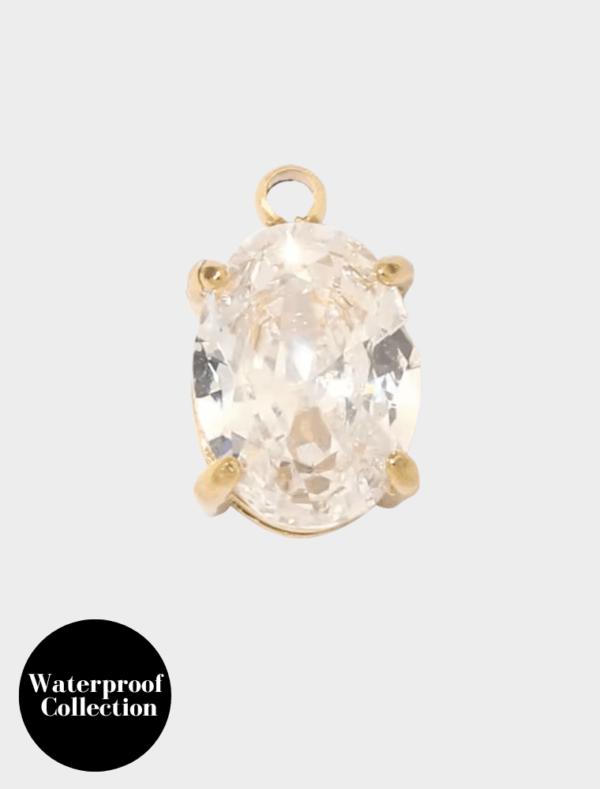 Small Oval Diamante Charm - 133 - 18k Gold Plated Stainless Steel