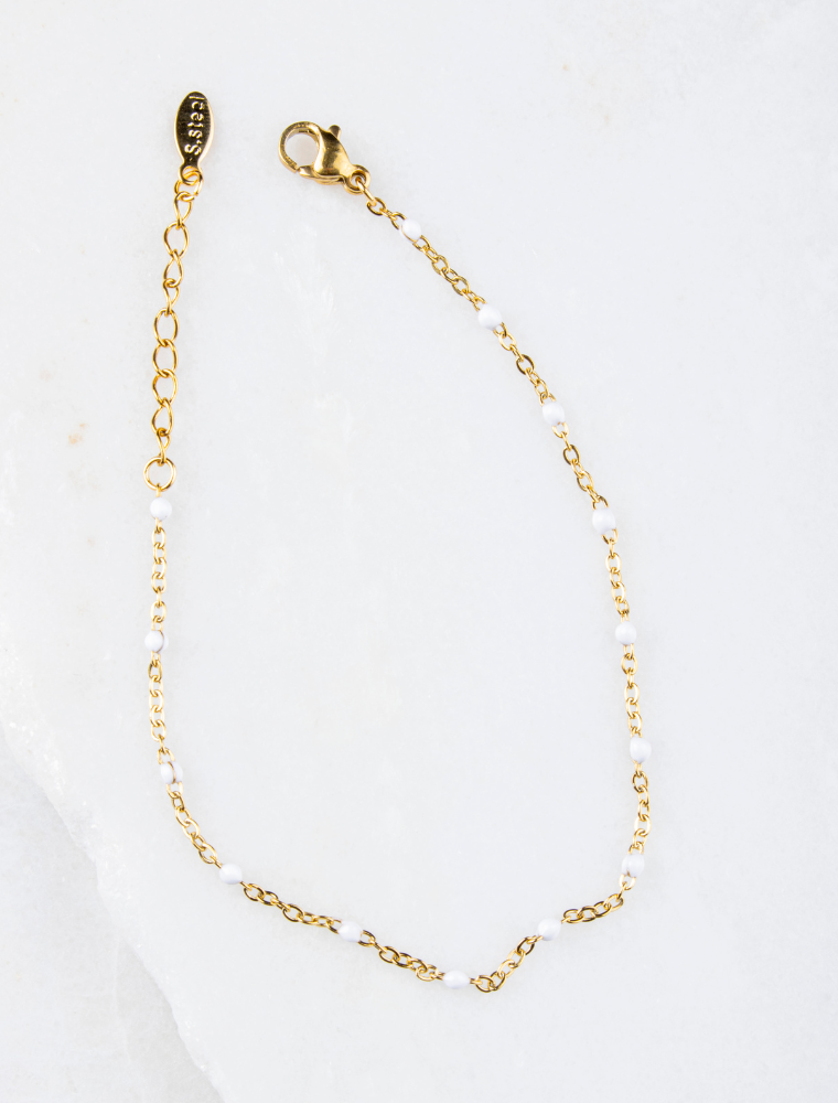 Peggy Bracelet & Queenie Necklace Waterproof Gift Set - White/18k Gold Plated Stainless Steel - Image 4