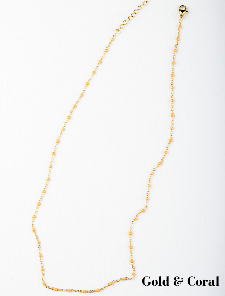 Peggy Bracelet & Queenie Necklace Waterproof Gift Set - Coral/18k Gold Plated Stainless Steel - Image 4