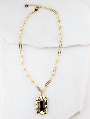 Romi Paperlink Pendant Necklace - Gold Plated/Black