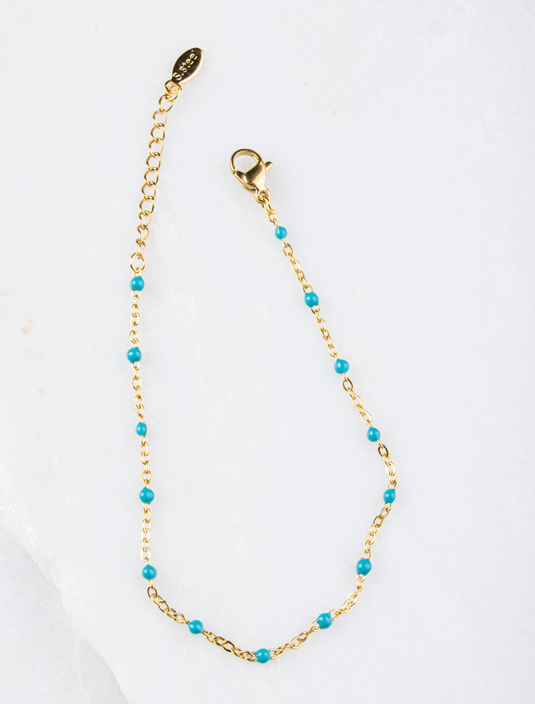Peggy Bracelet & Queenie Necklace Waterproof Gift Set - Turquoise/18k Gold Plated Stainless Steel - Image 3
