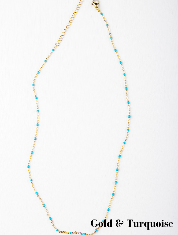 Peggy Bracelet & Queenie Necklace Waterproof Gift Set - Turquoise/18k Gold Plated Stainless Steel - Image 4