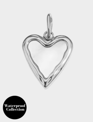 Mother of Pearl Heart Charm - 127 - Silver/Stainless Steel
