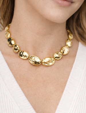 Freda Hammered Short Necklace - Gold Plated