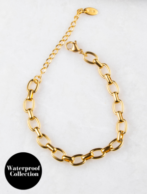 Create Your Own Waterproof Oval Link Charm Bracelet – 18k Gold Plated Stainless Steel