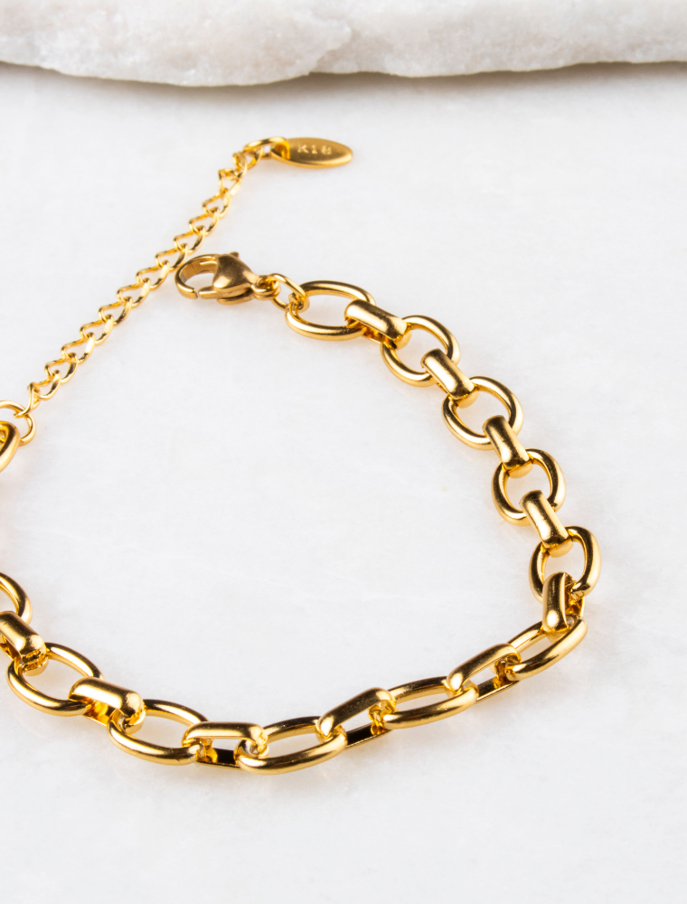 Create Your Own Waterproof Oval Link Charm Bracelet – 18k Gold Plated Stainless Steel - Image 2