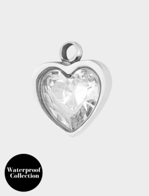 Small Diamante Heart Charm - 138 - Stainless Steel/Silver
