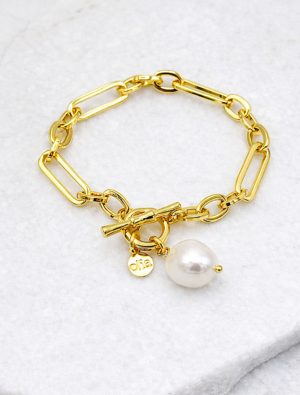 Demi baroque pearl bracelet-Gold Plated.