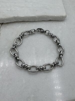 Sample Sale-8. Oval link waterproof silver bracelet.