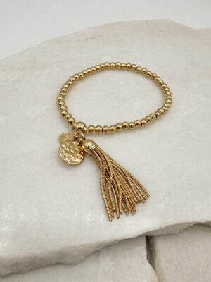 Sample Sale-10. Stretch gold plated tassel bracelet.