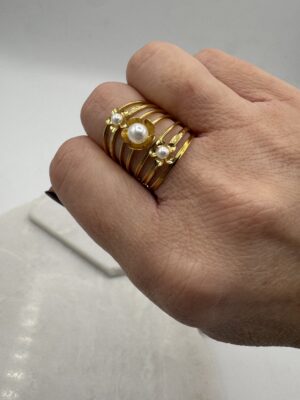 Sample Sale 11- Pearl detail multi band ring.