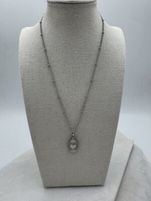 Sample Sale 13- Short silver necklace with heart disc charm.