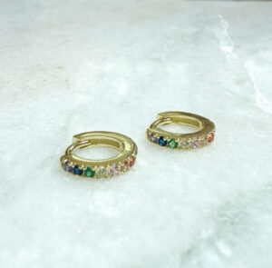 Sample Sale 21- Ava Huggies gold/multi coloured on sterling silver.