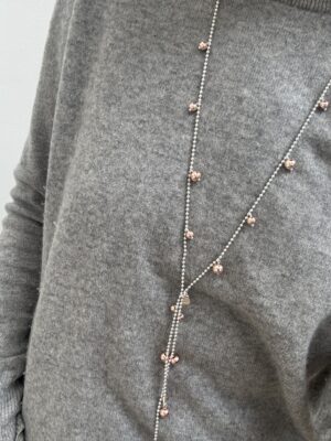 Sample Sale-28. Long ball chain with round beads. Silver/rose gold.