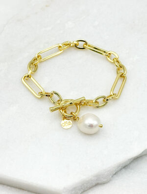 Demi baroque pearl bracelet-Gold Plated.