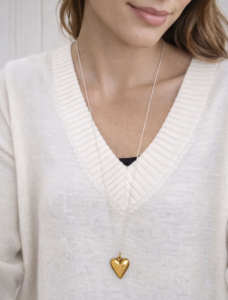 Honey heart necklace-Sterling Silver/Gold plated