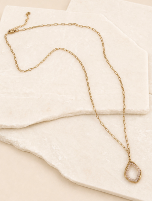 Heather mid length waterproof necklace-18k gold plated stainless steel.
