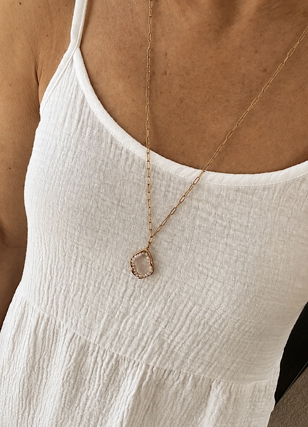 Heather mid length waterproof necklace-18k gold plated stainless steel. - Image 2