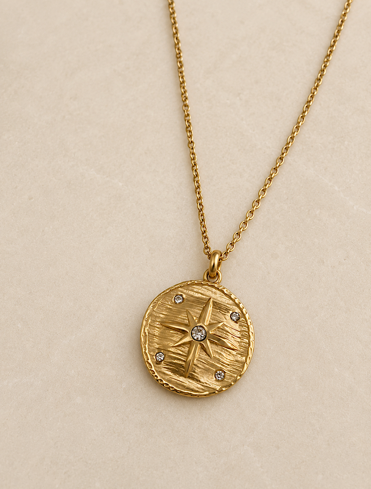 Aletta disc waterproof necklace-14k gold plated stainless steel. - Image 3