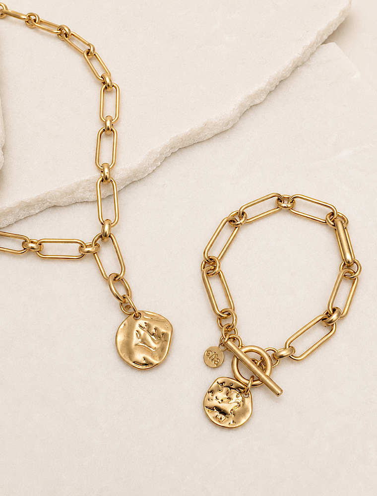 Lucia coin bracelet-Warm gold. 14k Gold Plated. - Image 3