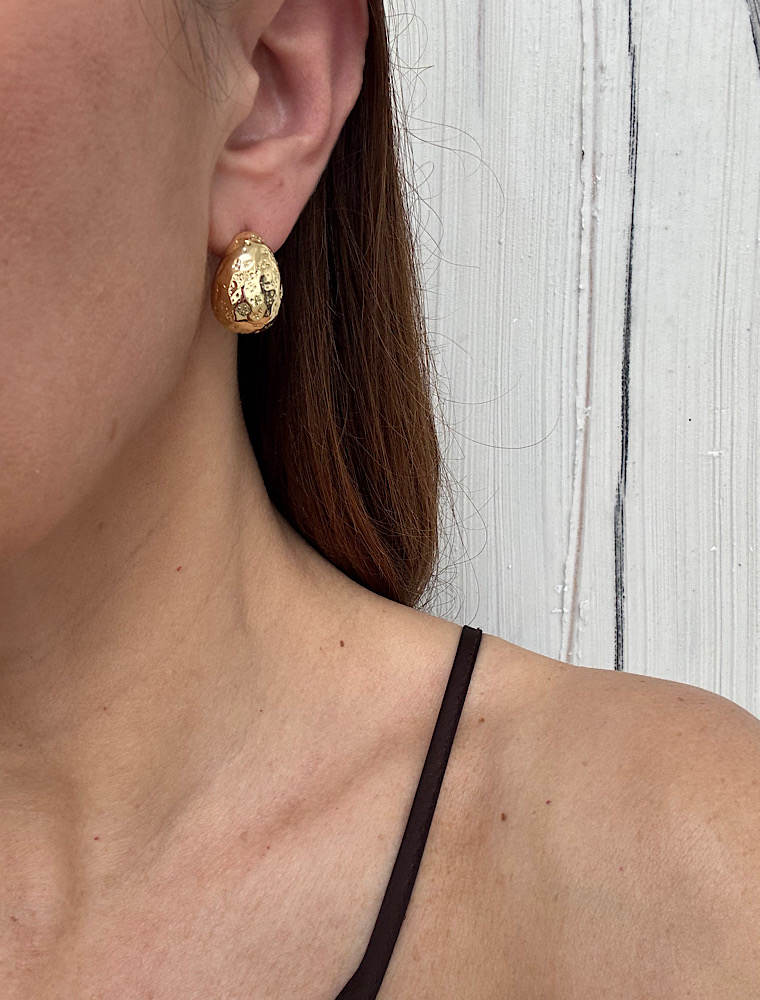 Flo dome earrings-14k gold plated. - Image 2