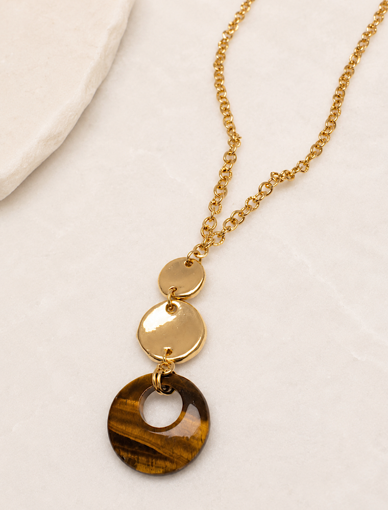 Ivy long necklace-14k gold plated/tigers eye. - Image 3