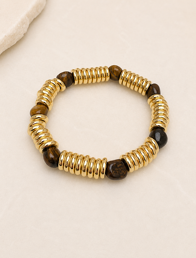 Isabel stretch bracelet-14k gold plated/tigers eye. - Image 2