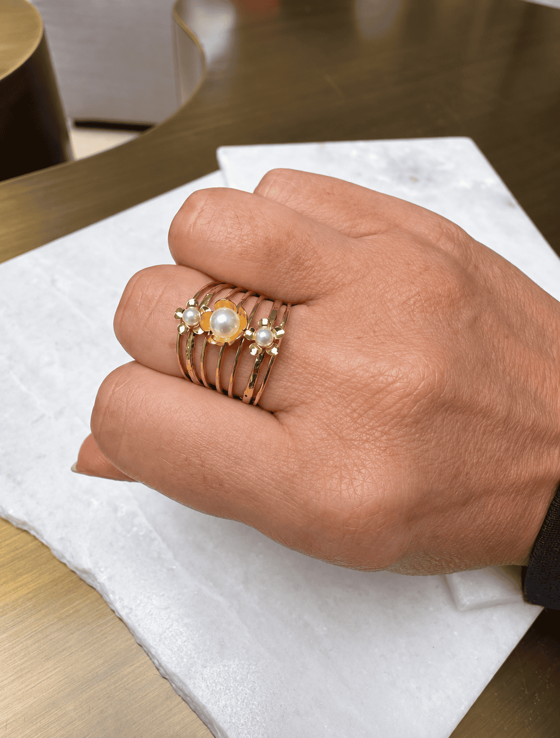 Sample Sale No58-Layered ring-Gold/pearl. - Image 2