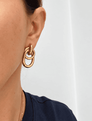Sample Sale No 61-Oval linked earrings-Gold.